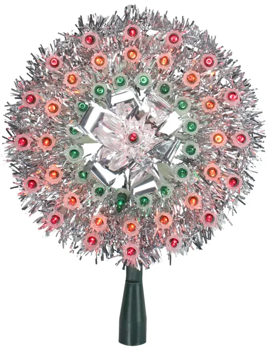 8" Pre-Lit Silver Starburst Christmas Tree Topper - Multicolor Lights