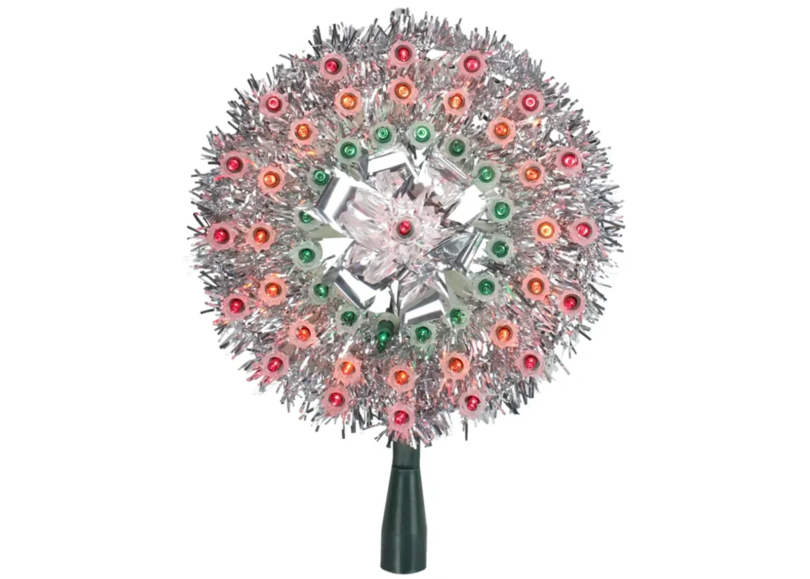 8" Pre-Lit Silver Starburst Christmas Tree Topper - Multicolor Lights