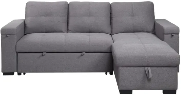 Elegant Design Sleeper Sectional Sofa Dark Gray Fabric Storage Comfortable for Restful Sleep