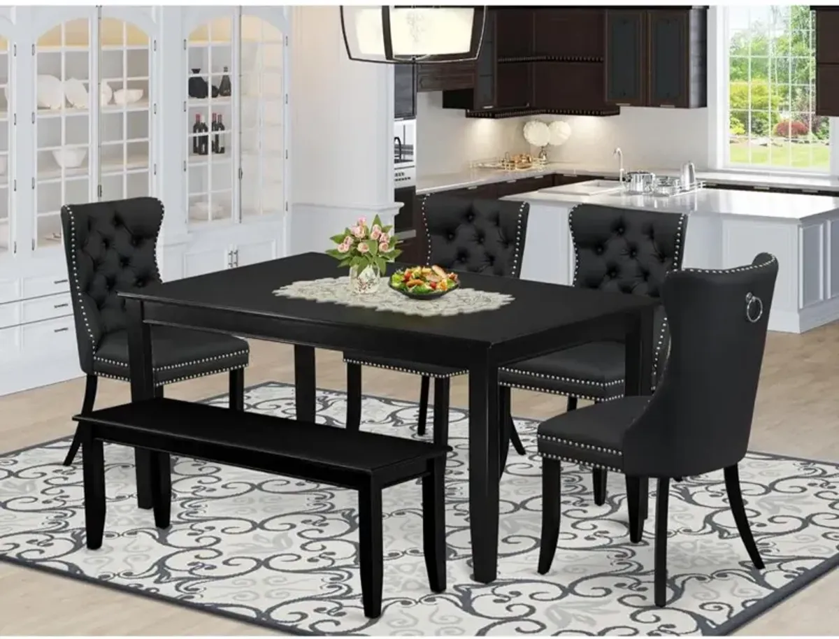 6 Piece Dining Table Set Contains a Rectangle Solid Wood Table