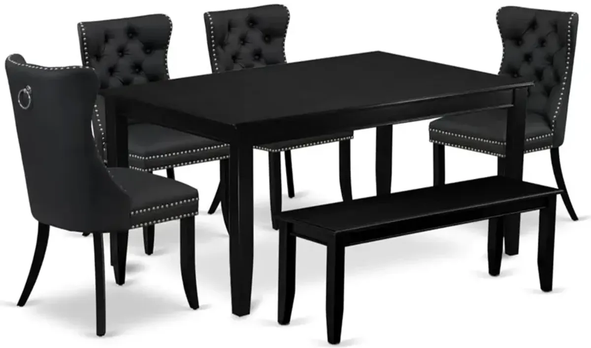 6 Piece Dining Table Set Contains a Rectangle Solid Wood Table