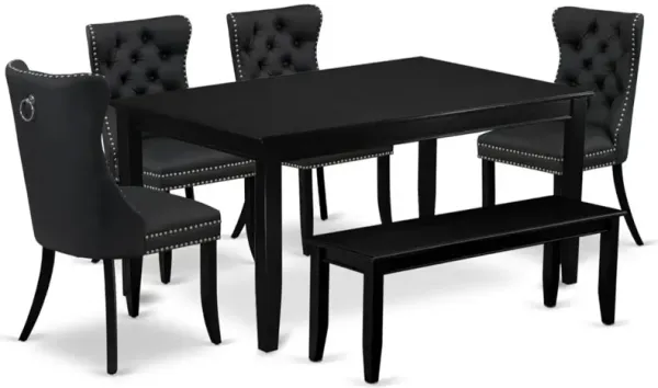 6 Piece Dining Table Set Contains a Rectangle Solid Wood Table