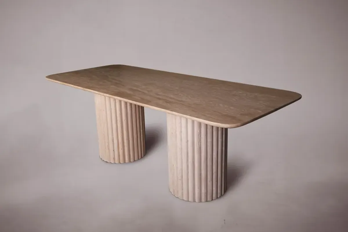 Rectangular Travertine Dining Table 86"