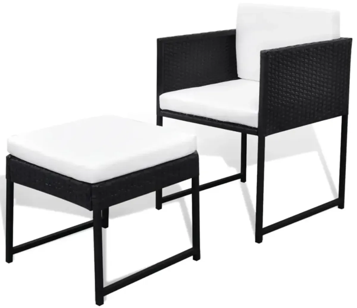 vidaXL 9 Piece Outdoor Dining Set with Cushions Poly Rattan Black