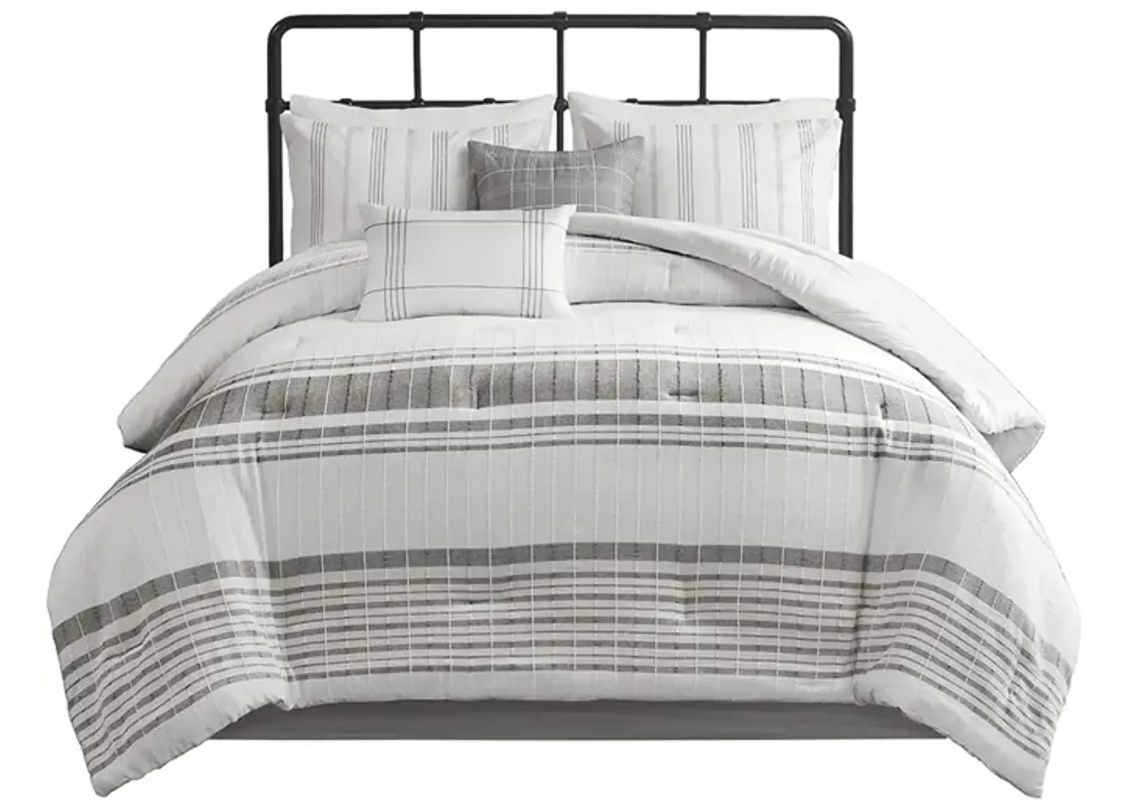 Gracie Mills Ellison 6-Piece Jacquard Stripe Oversized Cotton Comforter Set