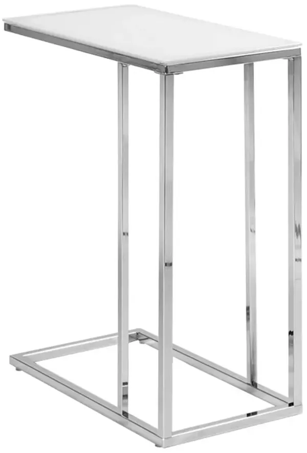 Monarch Specialties I 3000 Accent Table, C-shaped, End, Side, Snack, Living Room, Bedroom, Metal, Tempered Glass, Chrome, Contemporary, Modern
