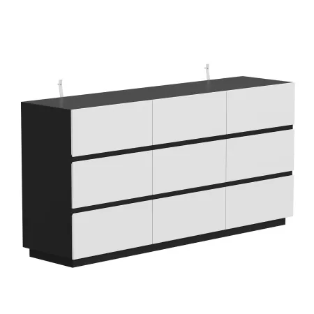 Black and White 9-Drawers 63 in. Width Wooden Chest of Drawers, Bedroom Dresser, Storage Cabinet