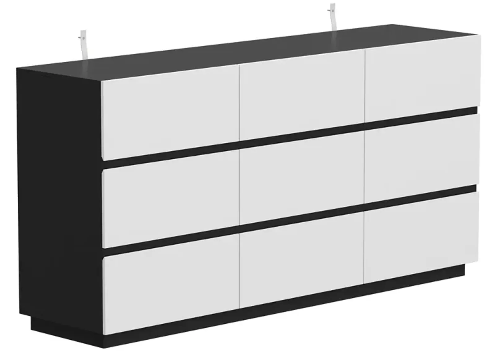 Black and White 9-Drawers 63 in. Width Wooden Chest of Drawers, Bedroom Dresser, Storage Cabinet