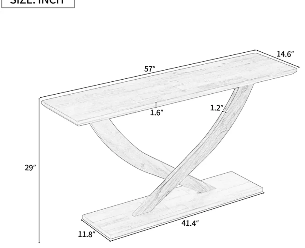 Merax Modern Rustic Console Table with Cross-Leg Design