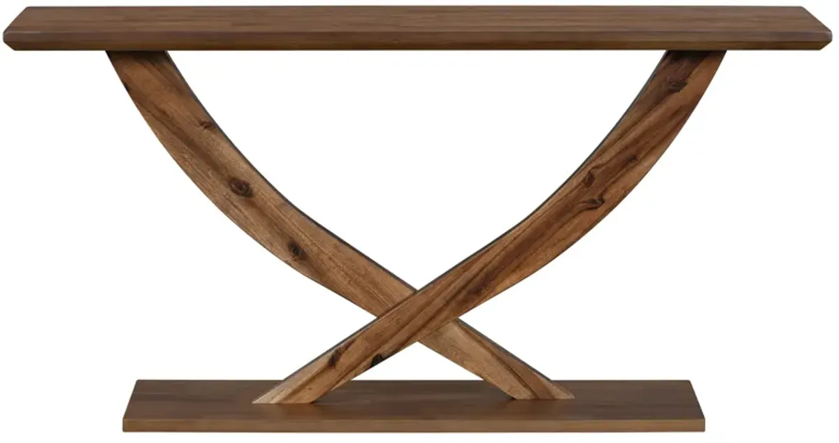 Merax Modern Rustic Console Table with Cross-Leg Design