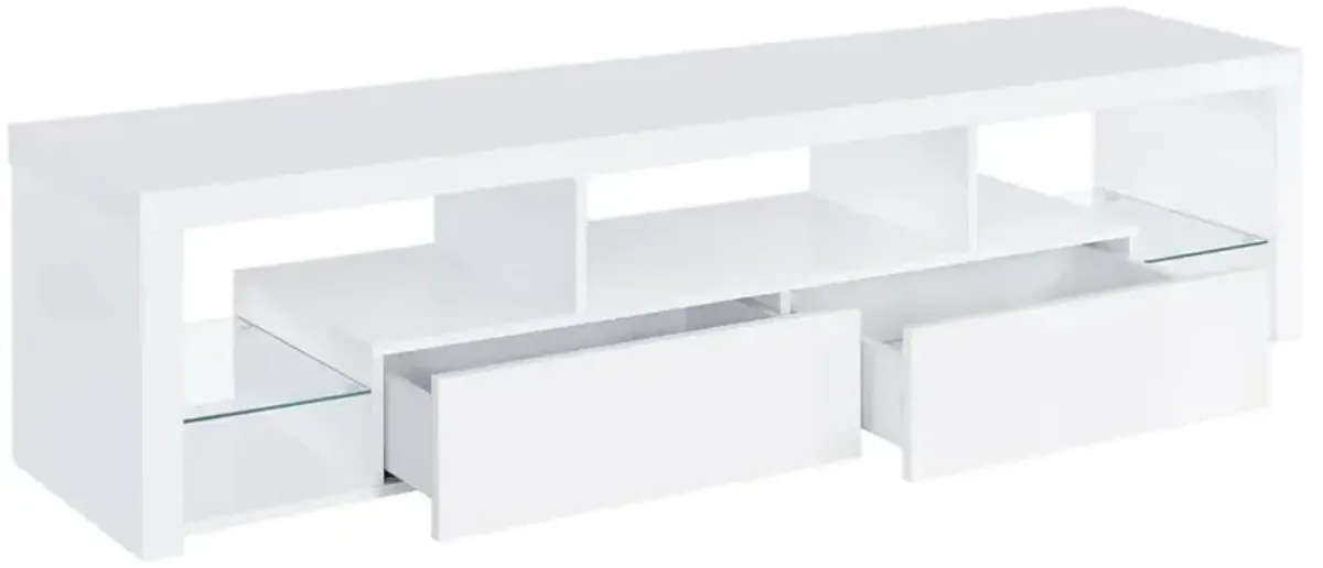 Jude 2-drawer 71" TV Stand With Shelving White High Gloss