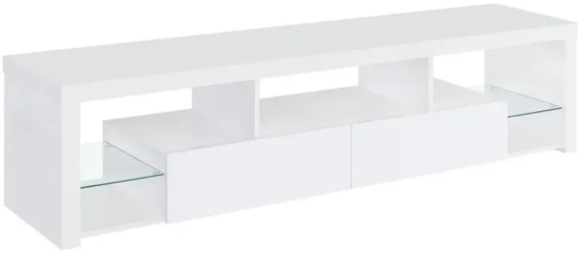 Jude 2-drawer 71" TV Stand With Shelving White High Gloss