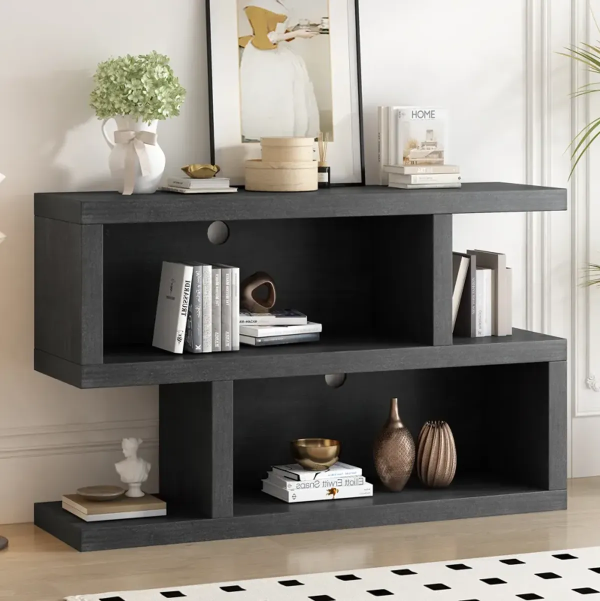 Merax Retro Console Table with 2-Tier Open Shelf