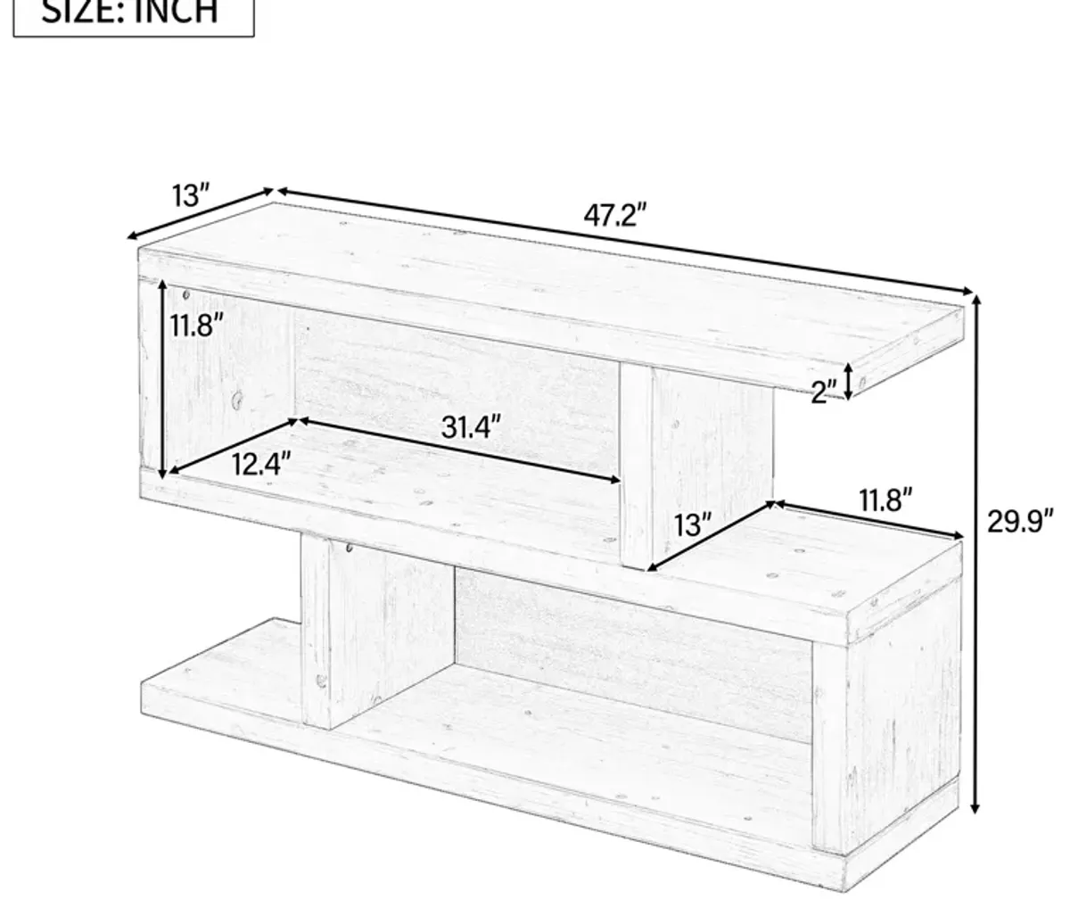 Merax Retro Console Table with 2-Tier Open Shelf