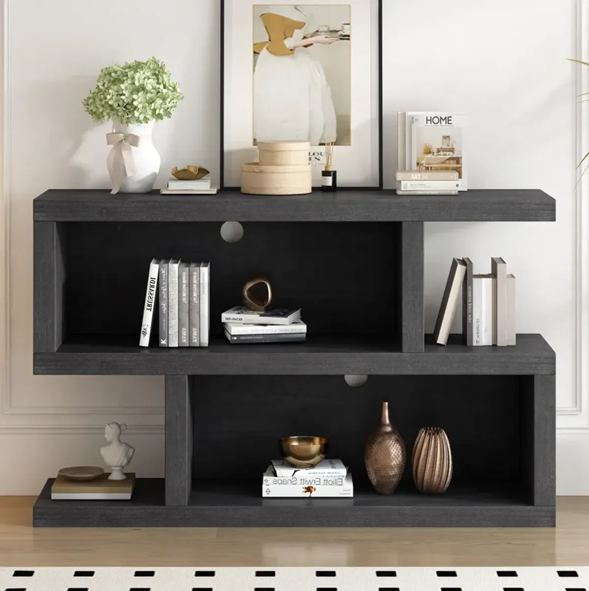 Merax Retro Console Table with 2-Tier Open Shelf