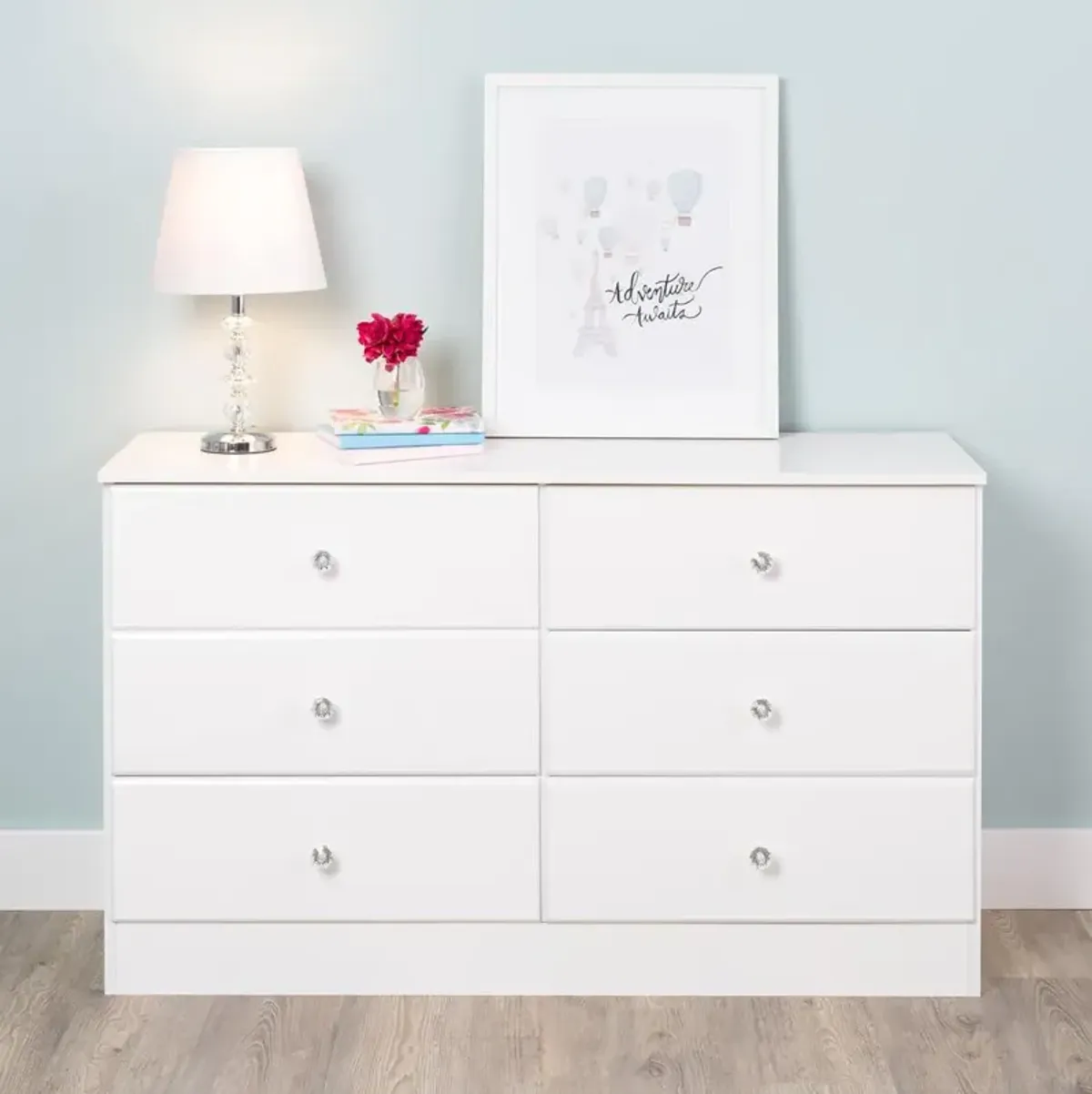 Prepac Astrid 6-Drawer Dresser, Crystal White