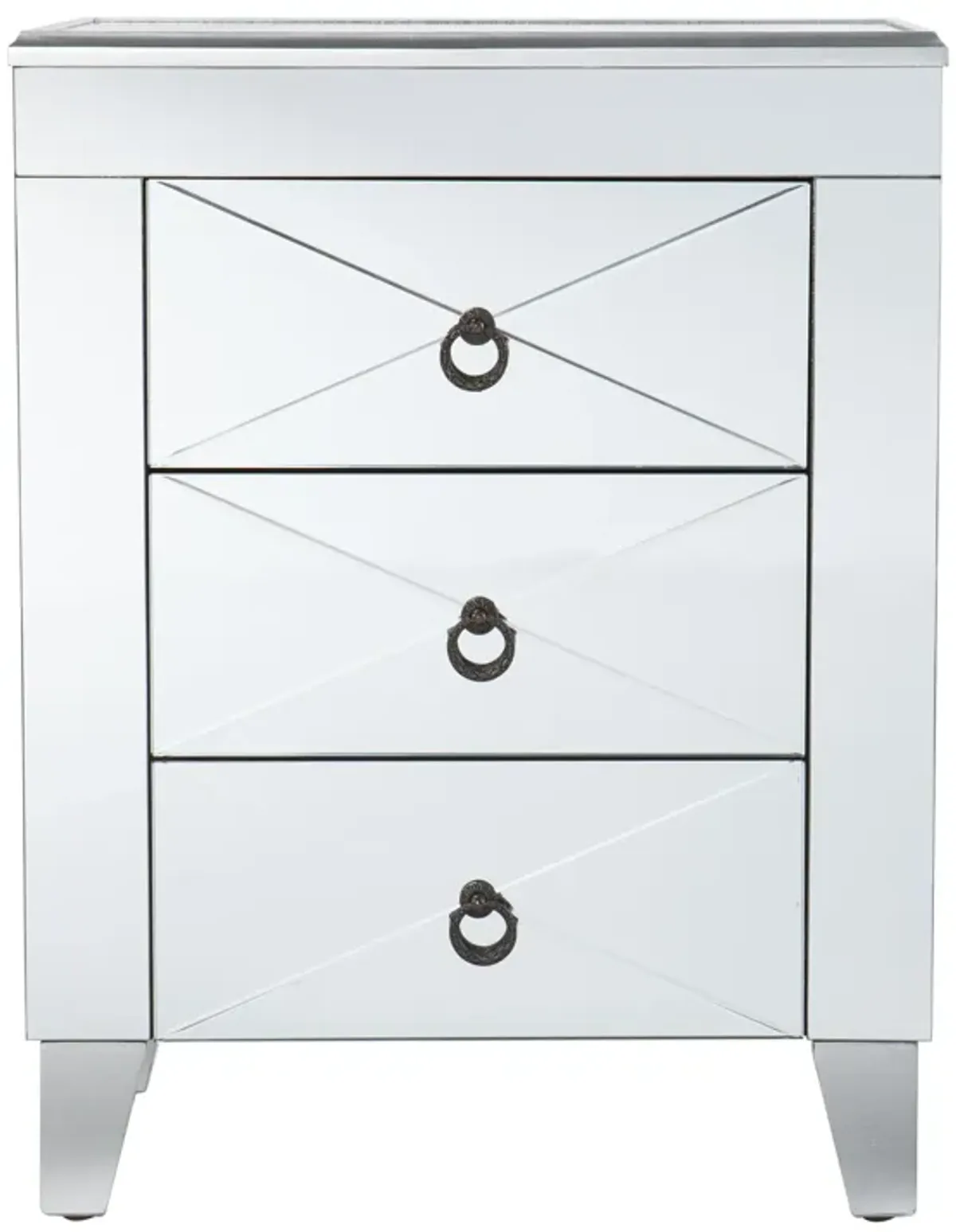 Hivvago 26 Inch  Silver End Table With Three Drawers