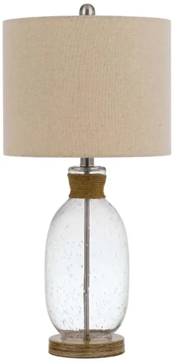 Hivvago 26" Brown Mason Jar Table Lamp With Brown Drum Shade