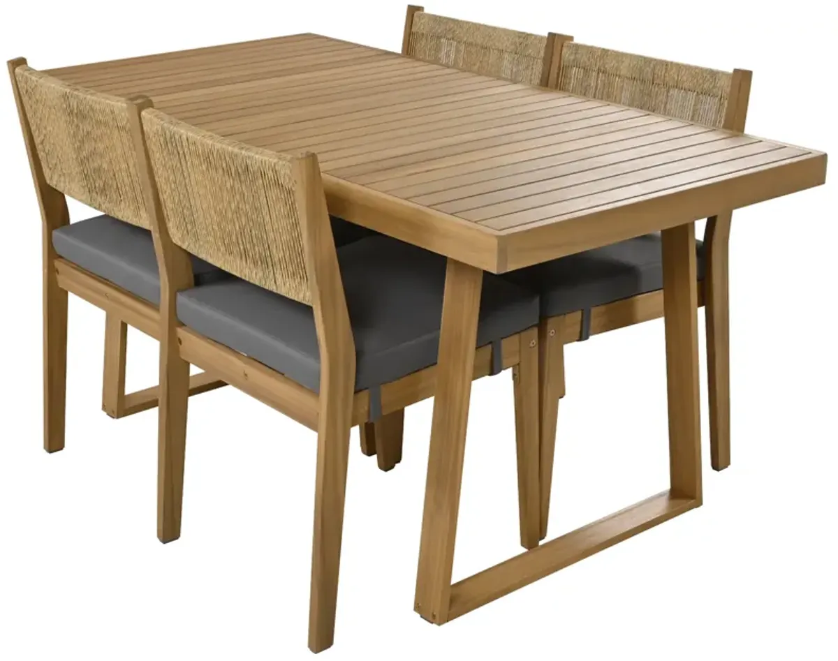 Merax Outdoor Acacia Wood Dining Table and Chair Set