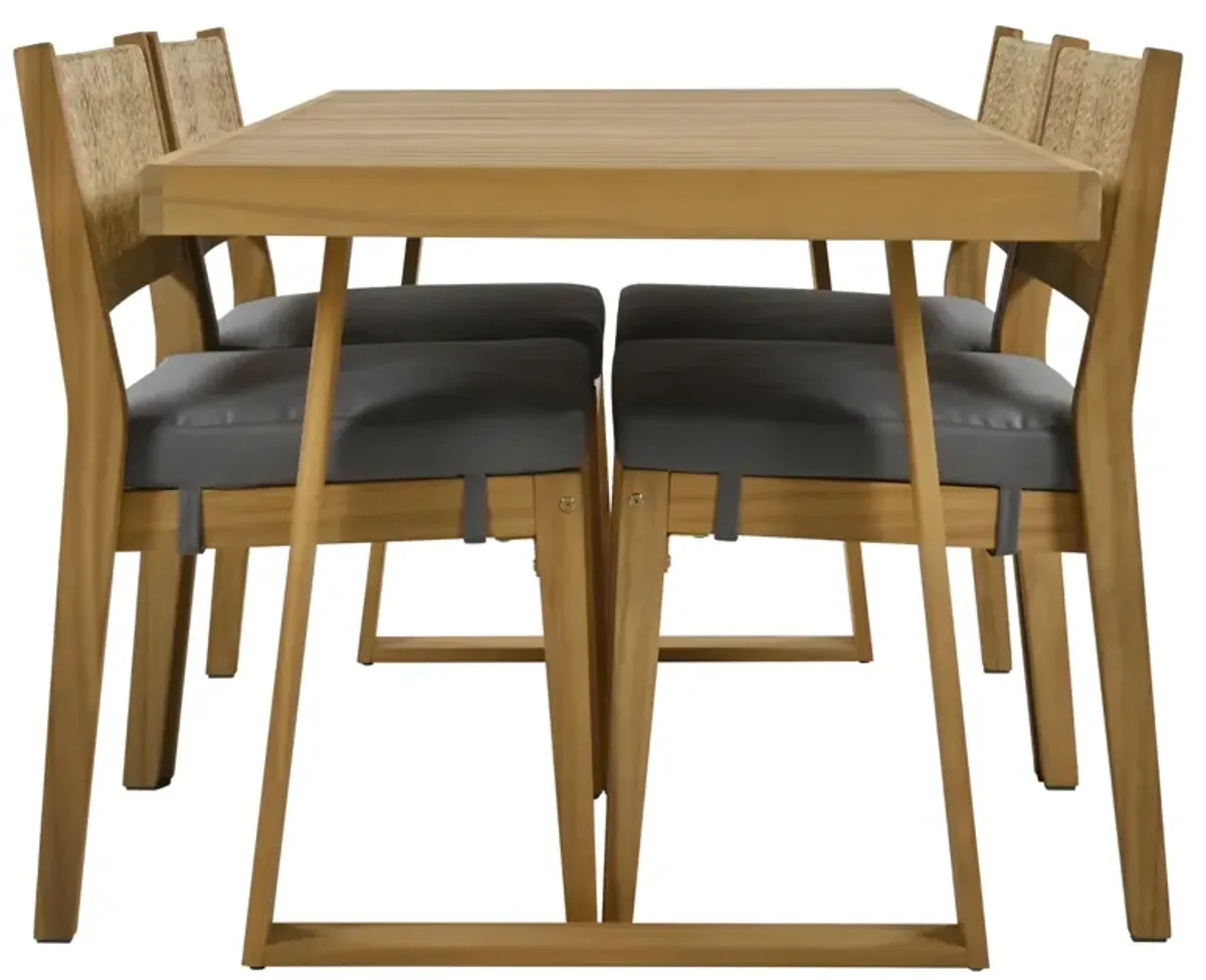 Merax Outdoor Acacia Wood Dining Table and Chair Set