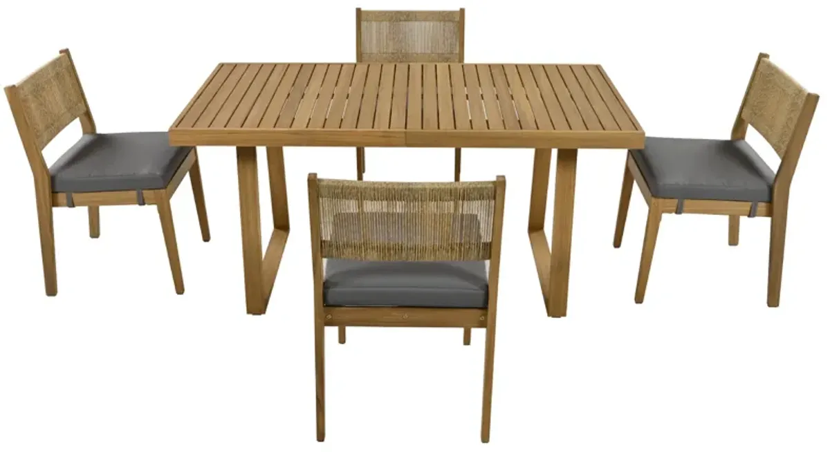 Merax Outdoor Acacia Wood Dining Table and Chair Set