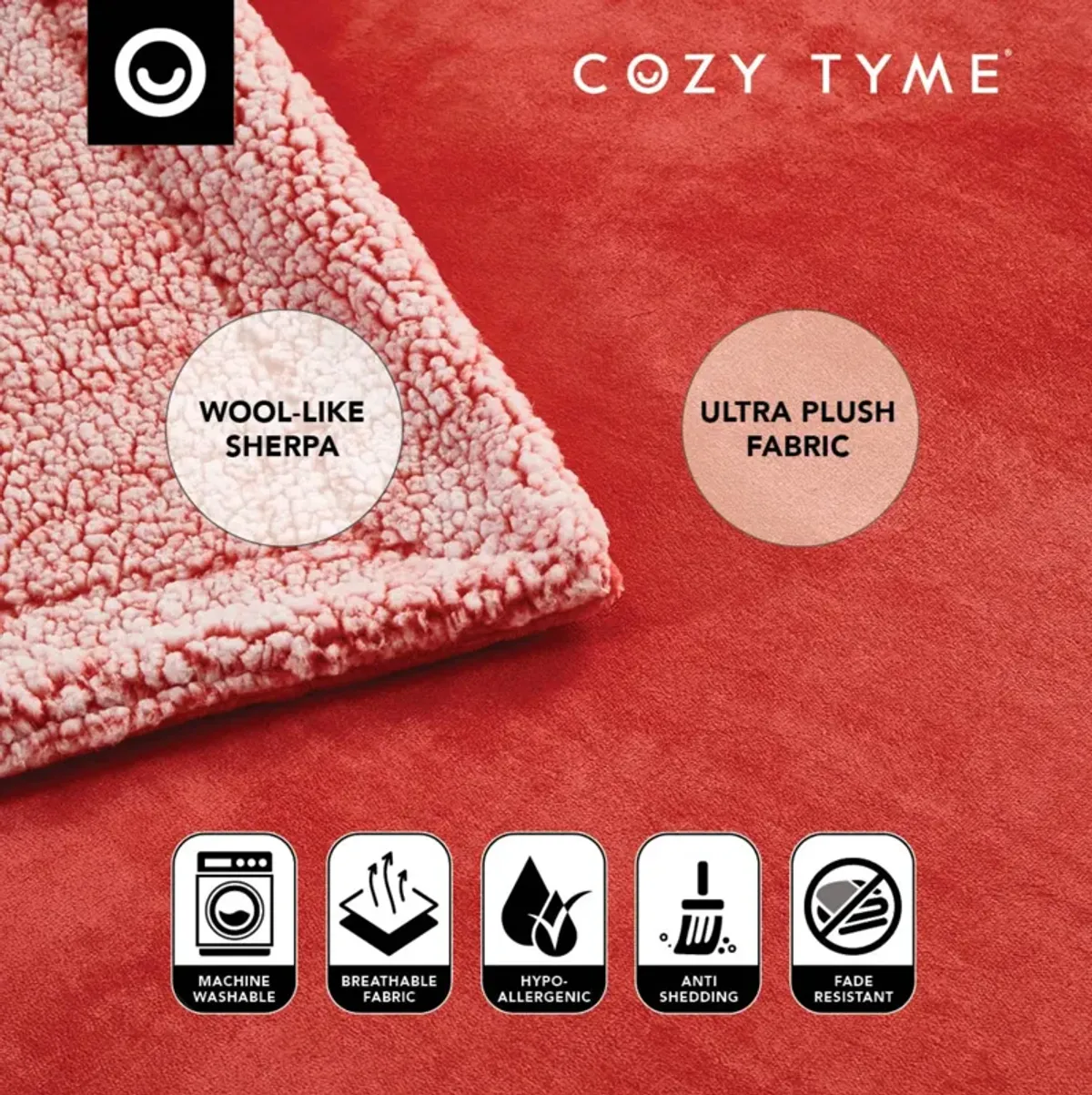 Cozy Tyme Babineaux Flannel Reversible Sherpa Throw Blanket 108"x90"