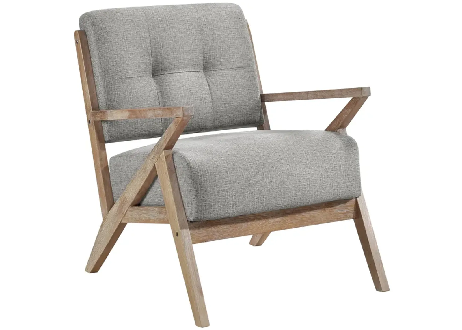 Edra 33 Inch Accent Armchair, Wood Frame, Light Gray Polyester Cushions - Benzara