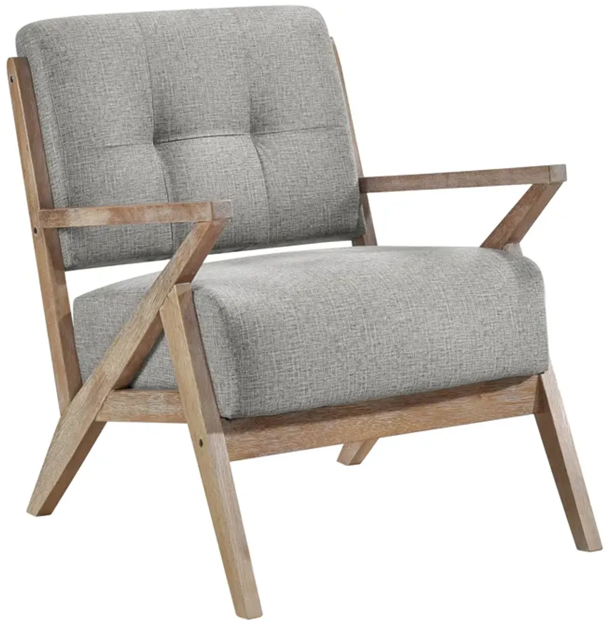 Edra 33 Inch Accent Armchair, Wood Frame, Light Gray Polyester Cushions - Benzara