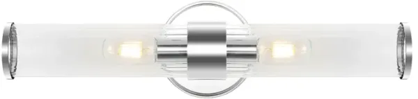 Cecil Tall Cylinder Ironstriped Glass Modern Mid Century LED Vanity