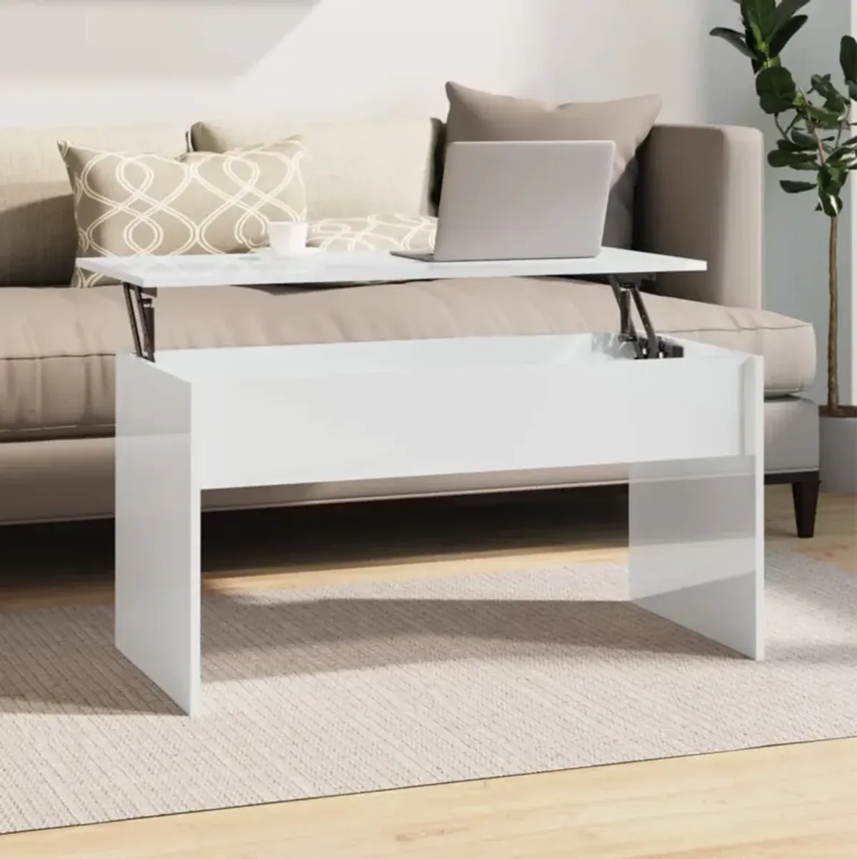 vidaXL Coffee Table High Gloss White 40.2"x19.9"x20.7" Engineered Wood