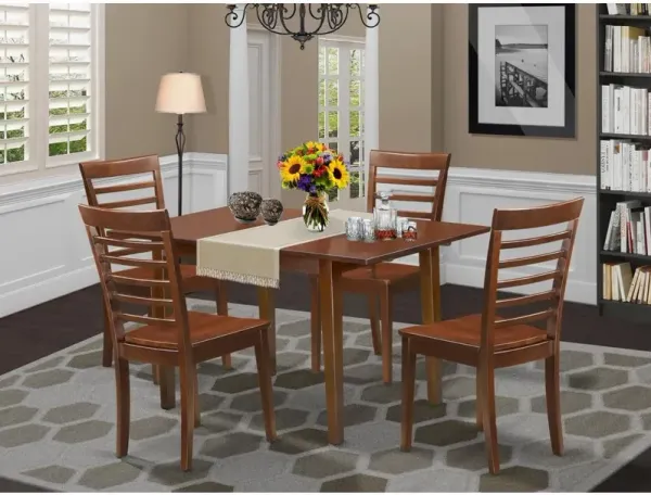 5 Pc Kitchen Table set - Table with a 12in Leaf and 4 Kitchen Dining Chairs