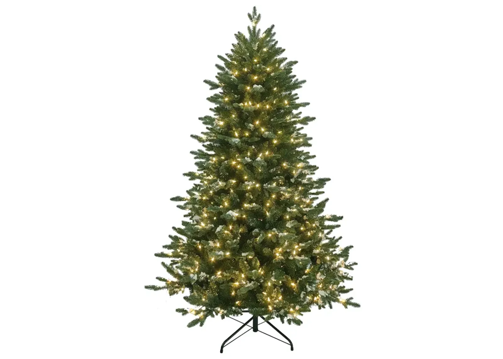 LuxenHome 6Ft Pre-Lit Green Artificial Tree with Frosted Tips