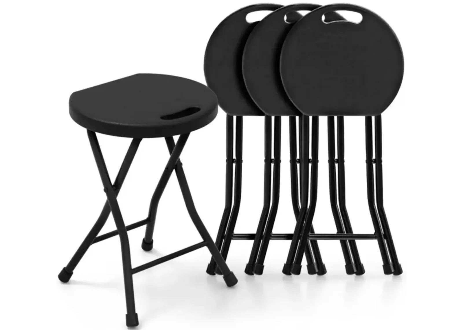 Hivvago Set of 4 18 Inch Collapsible Round Stools with Handle