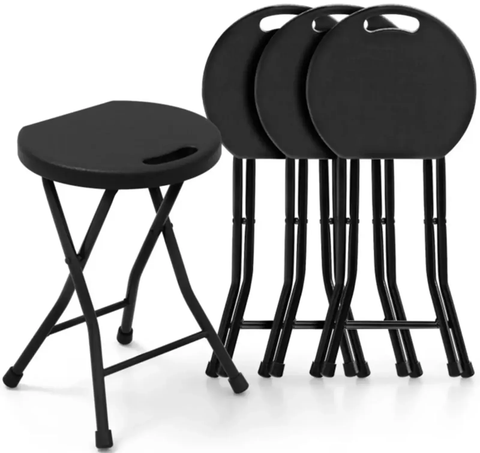 Hivvago Set of 4 18 Inch Collapsible Round Stools with Handle