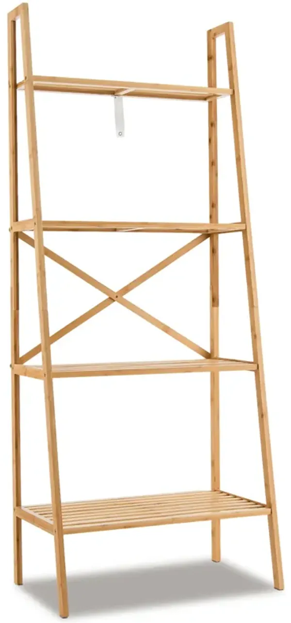 58 Inch 4-Tier Bamboo Ladder Bookshelf-Natural