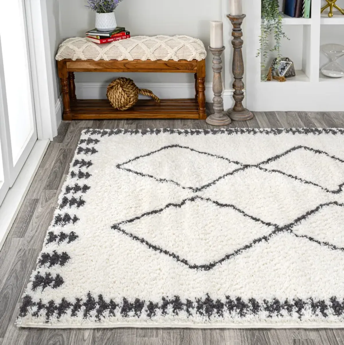 Calvia Moroccan Diamond Shag Area Rug