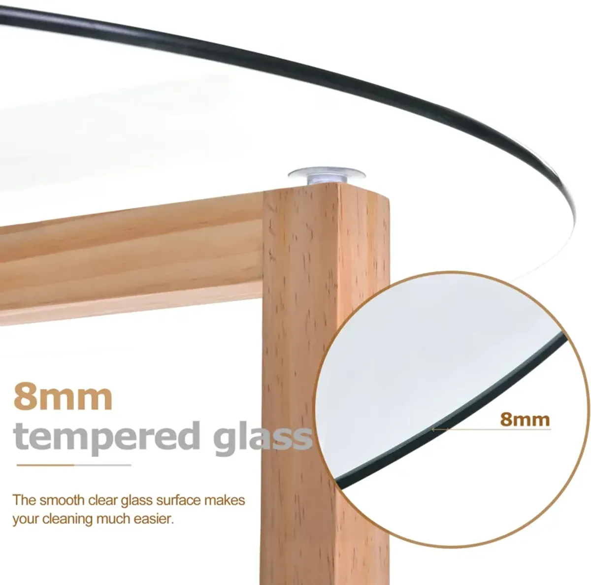 Merax Modern Coffee Table with Tempered Glass