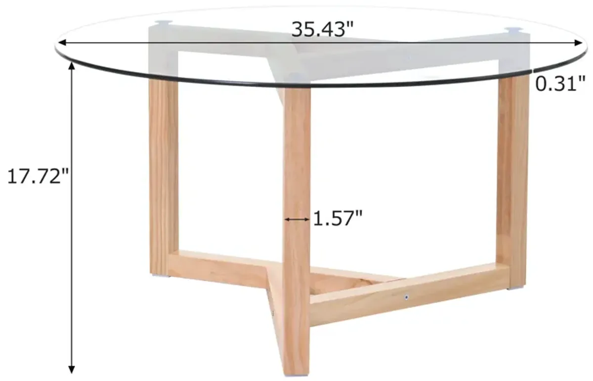 Merax Modern Coffee Table with Tempered Glass