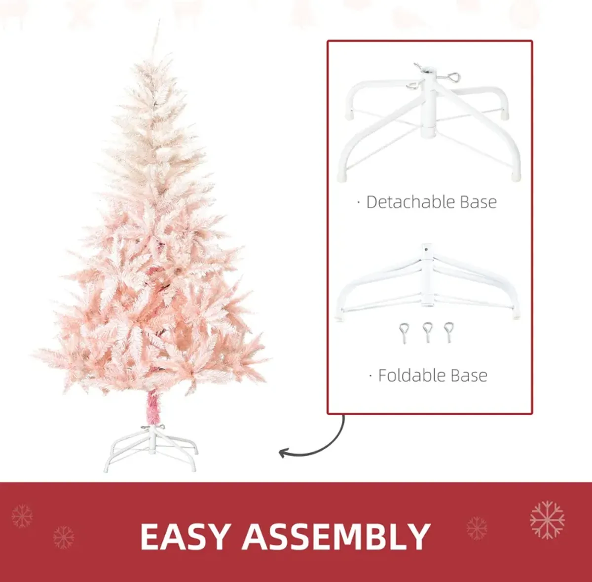 5' Artificial Christmas Tree Indoor Realistic Holiday Decoration, 450Tips