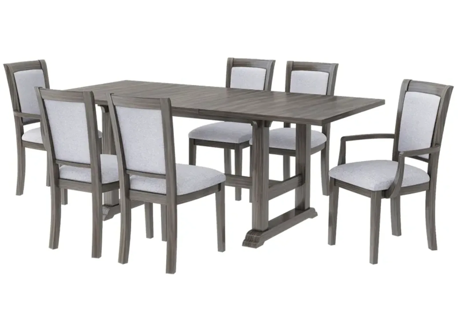 Merax 7-Piece Updated Extendable Trestle Dining Table Set