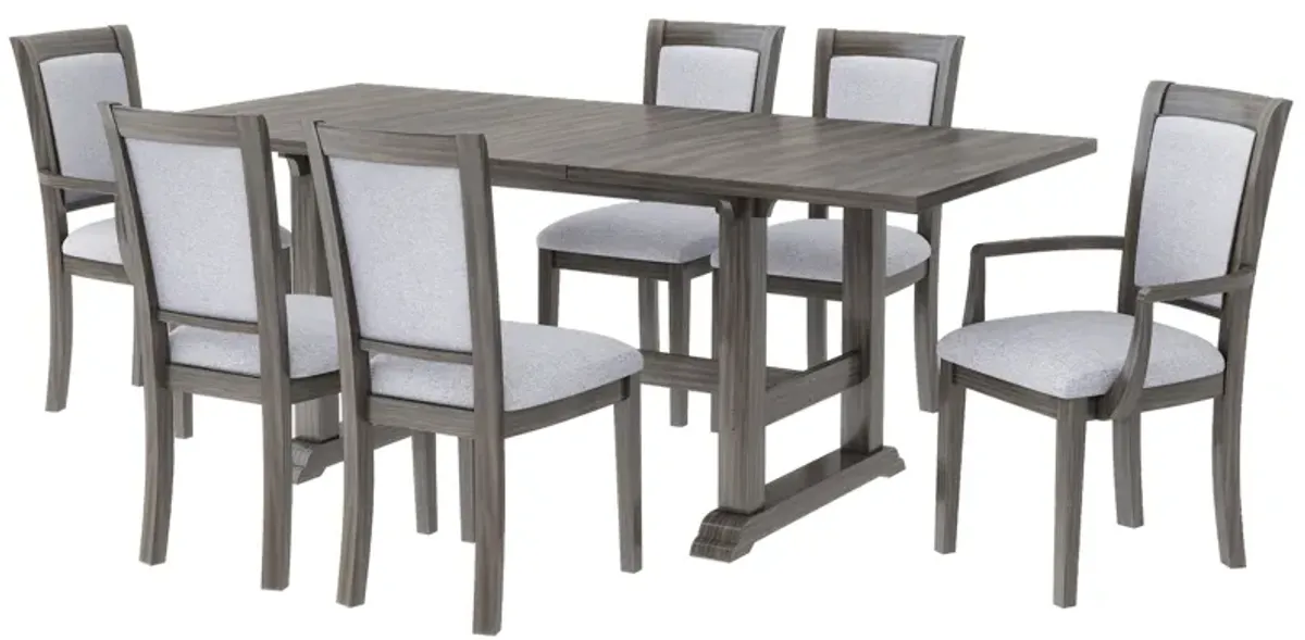 Merax 7-Piece Updated Extendable Trestle Dining Table Set