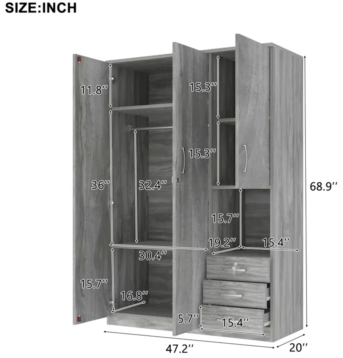 Merax Wooden Wardrobe Closet with 2 Doors