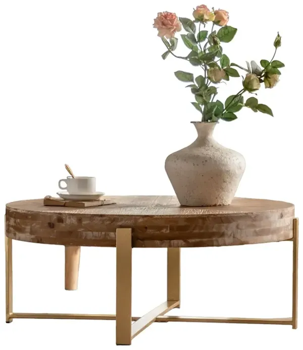 31.29" Modern Retro Splicing Round Coffee Table