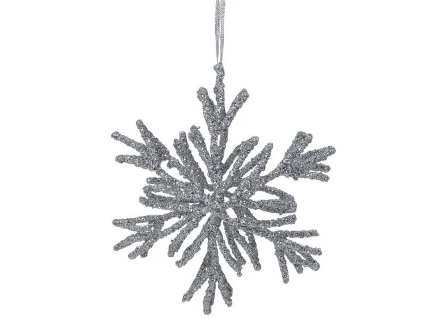 7.5" Silver Glitter Snowflake Christmas Ornament