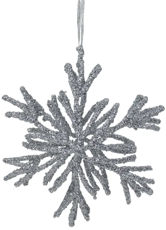 7.5" Silver Glitter Snowflake Christmas Ornament