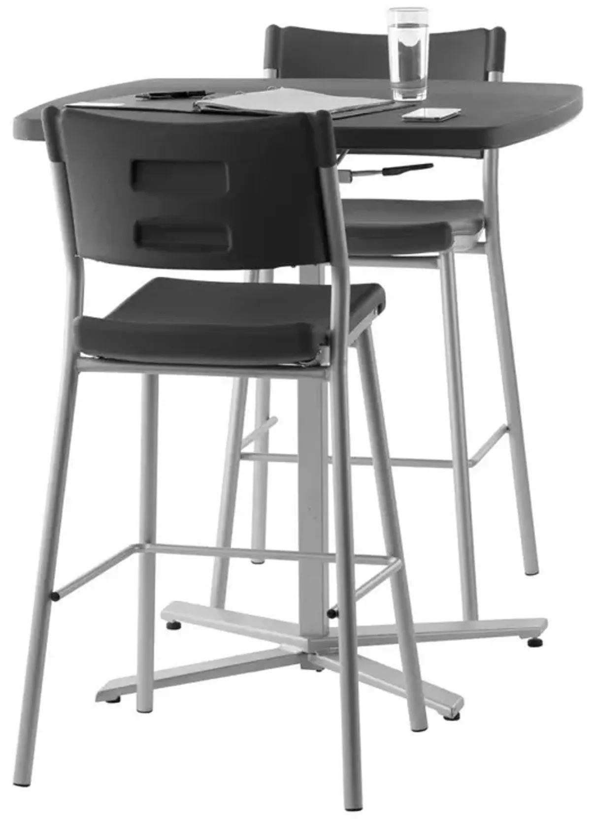 NPS® Café Time Adjustable-Height Table, Charcoal Slate Top & Silver Frame