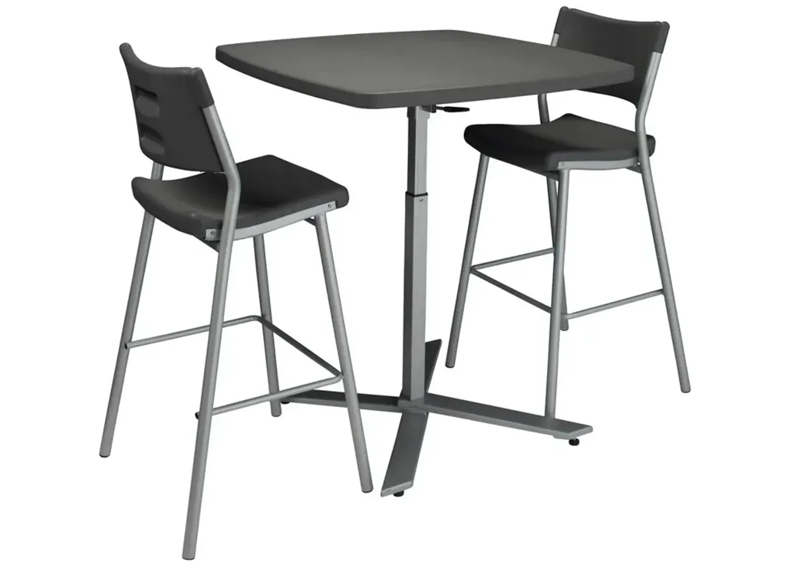 NPS® Café Time Adjustable-Height Table, Charcoal Slate Top & Silver Frame