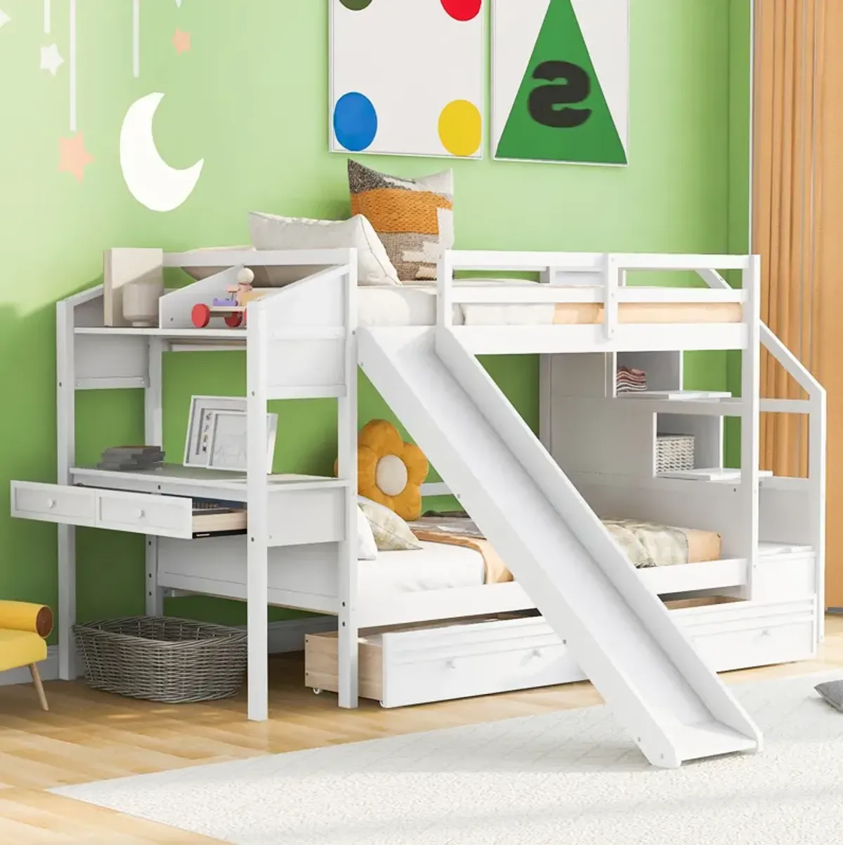 Merax Bunk Bed with Storage Staircase and Drawers