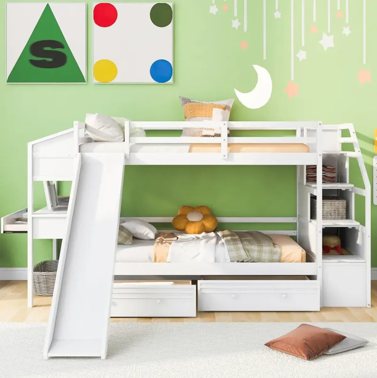 Merax Bunk Bed with Storage Staircase and Drawers