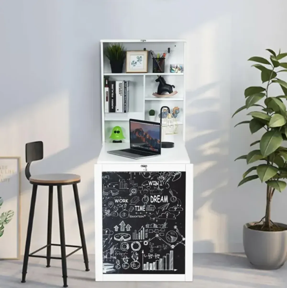 Hivvago Convertible Wall Mounted Table with A Chalkboard